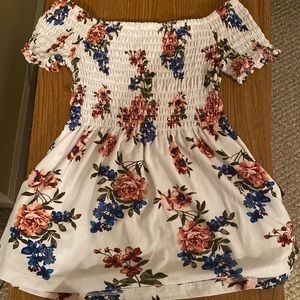 A small scrunch, off the shoulder top.